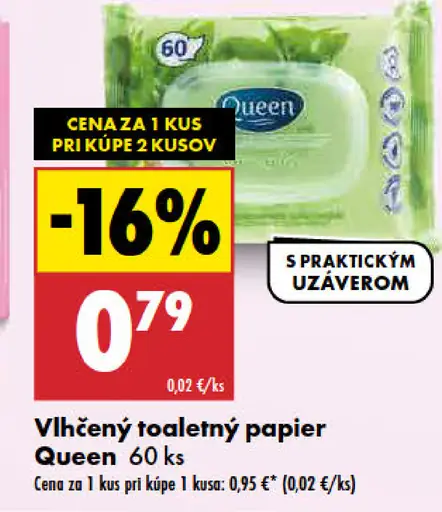 Queen vlhčený toaletný papier