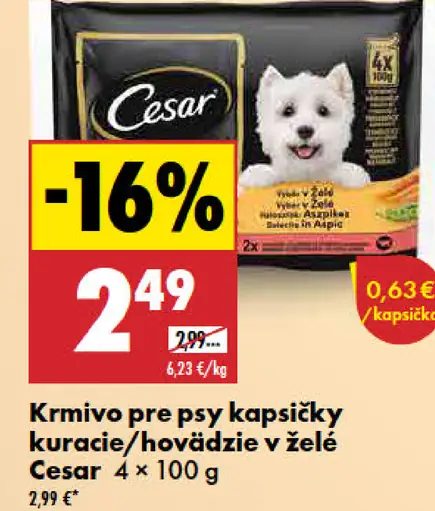 Cesar Krmivo pre psy kapsičky kuracie/hviezdie v želé