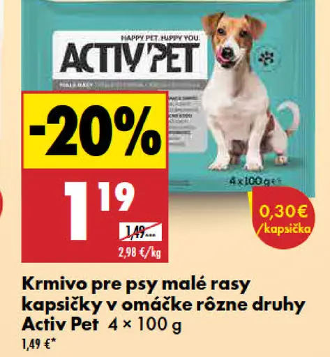 Activ Pet krmivo pre psy kapsičky malé rasy rôzne druhy v omáčke