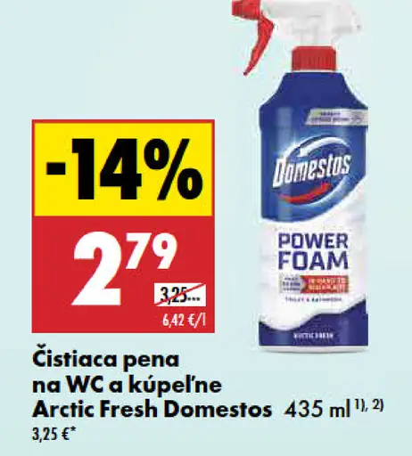Domestos Power Foam Arctic Fresh čistiaca pena na toaletu a kúpeľňu