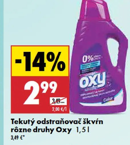 OXY Tekutý odstraňovač škvŕn rôzne druhy