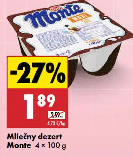 Monte mliečny dezert
