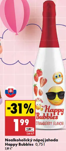 Happy Bubbles nealkoholický nápoj jahoda