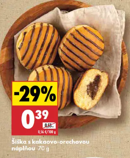 Šiška s kakaovo-orieškovou náplňou