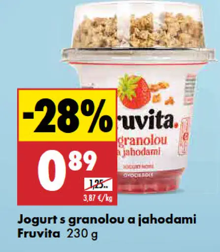 Fruvita jogurt s granolou a jahodami