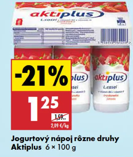 Aktiplus jogurtový nápoj rôzne druhy