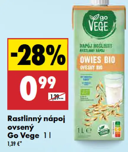 Go Vege rastlinný nápoj ovsený Owies Bio