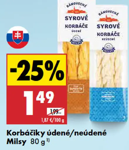 Milsy korbáčiky údené / neúdené