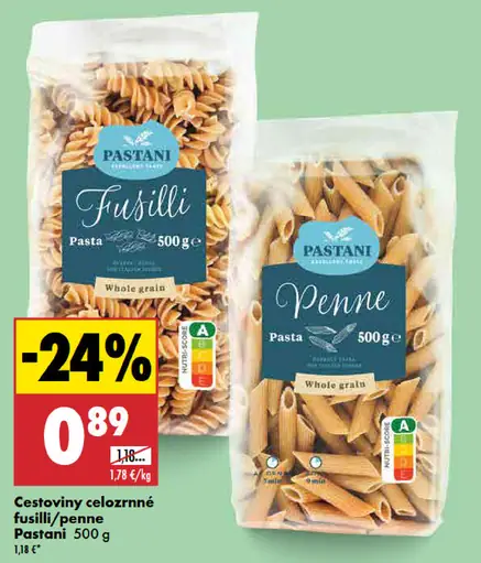Pastani cestoviny celozrnné fusilli/penne