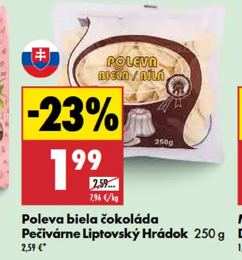 Pečivárne Liptovský Hrádok Poleva biela čokoláda