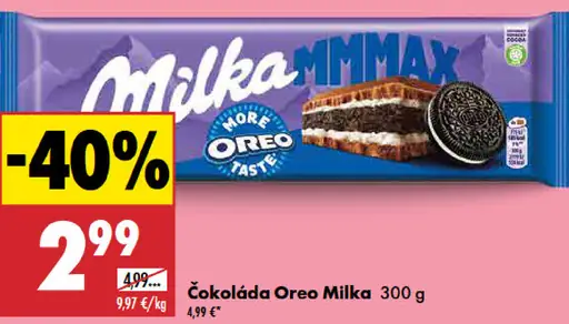 Milka čokoláda Mmmax Oreo Mliečna