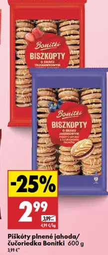 Bonitki piškóty plnené jahoda alebo čučoriedka