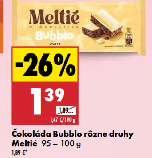 Meltie čokoláda Bubbló rôzne druhy