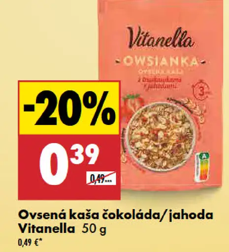 Vitanella ovsená kaša čokoláda/jahoda