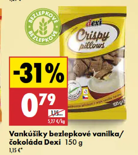 Dexi bezlepkové vanilka/čokoláda vankúšiky