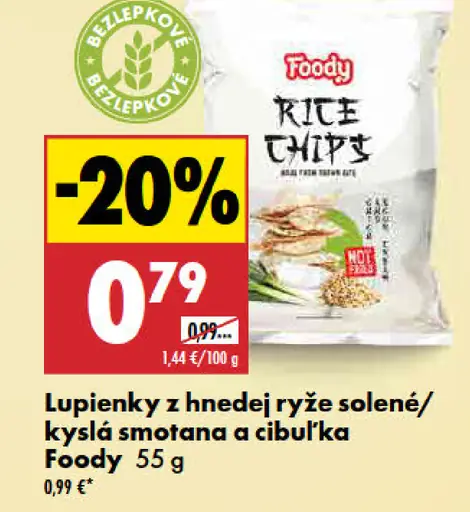 Foody lupienky z hnedej ryže solené/kyslá smotana a cibuľa