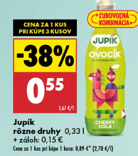 Jupik ovocný nápoj rôzne druhy