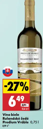 Predium Vráble Rulandské Šedé Víno biele