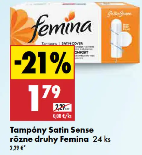 Femina tampóny Satin Sense rôzne druhy