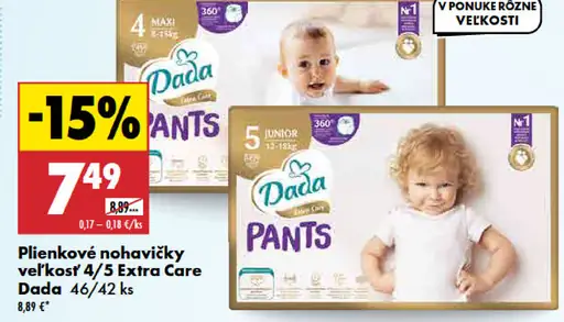 Dada Extra Care plienkové nohavičky veľkosť 4