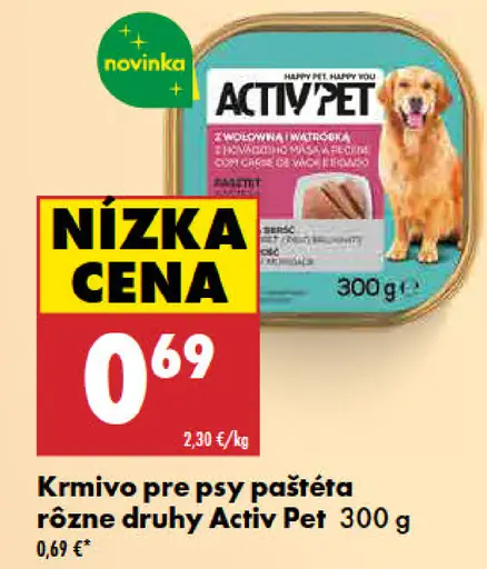 Activ Pet krmivo pre psy paštéta rôzne druhy