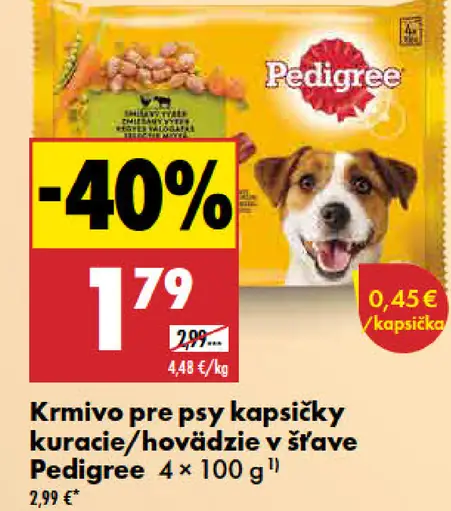 Pedigree Krmivo pre psy kapsičky kuracie/hovädzie v šťave