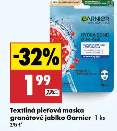 Textilná pleťová maska granátové jablko