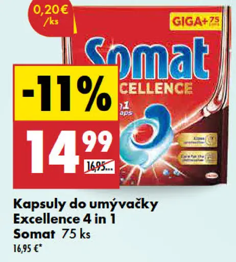 Somat Excellence 4 v 1 kapsuly do umývačky