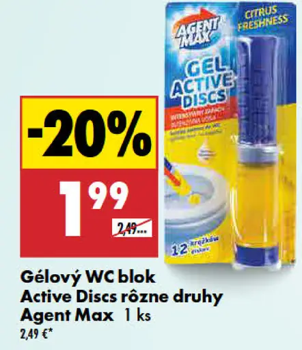 Agent Max gélový WC blok Active Discs rôzne druhy