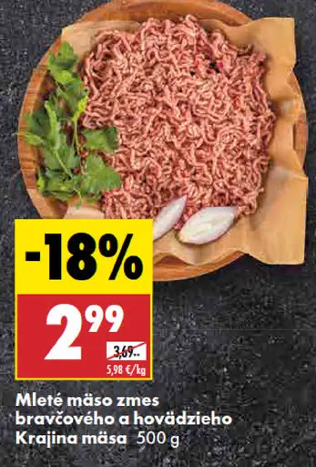 Krajina mäsa Mleté mäso zmes bravčového a hovädzieho mäsa