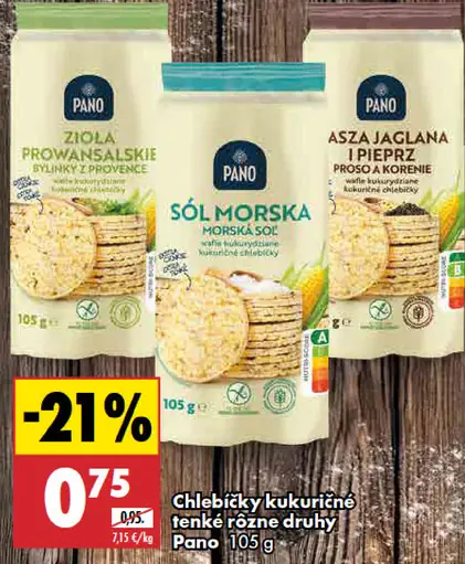 Pano chlebíčky kukuričné tenké rôzne druhy