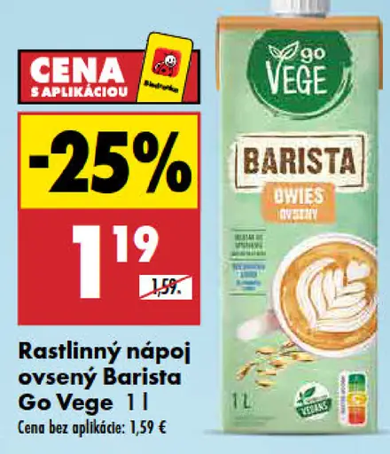 Rastlinný nápoj ovsený Barista Go Vege