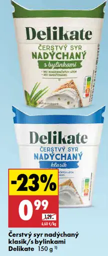 Delikate Čerstvý syr nadýchaný