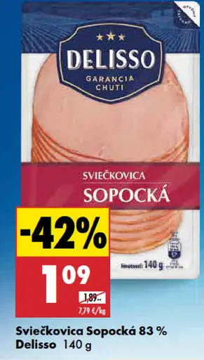 Delisso šunková sviečkovica Sopocká 83 %