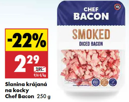Chef Bacon slanina krájaná na kocky smoked