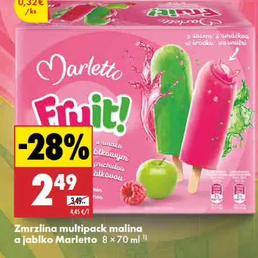 Marletto zmrzlina multipack malina a jablko