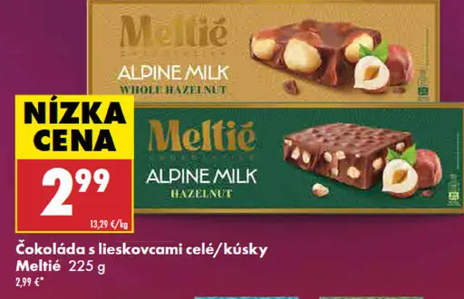 Meltié čokoláda s lieskovcami celé kúsky Alpine Milk Whole Hazelnut
