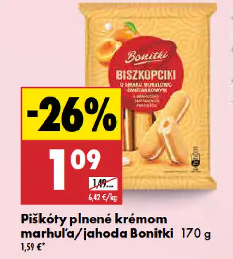 Bonitki piškóty plnené krémom marhuľa/jahoda