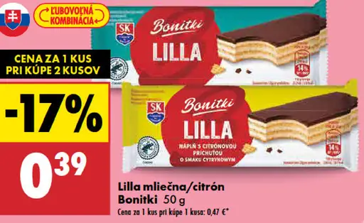 Bonitki Lilla mliečna/citrón