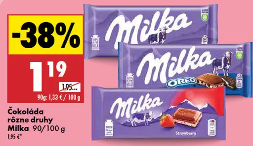 Čokoláda rôzne druhy Milka