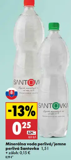 Santovka minerálna voda perlivá alebo jemne perlivá