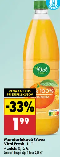 Vital Fresh mandarinková šťava