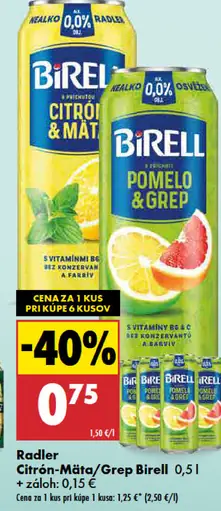 Birell Citrón-Mäta radler nealkoholický nápoj plechovka