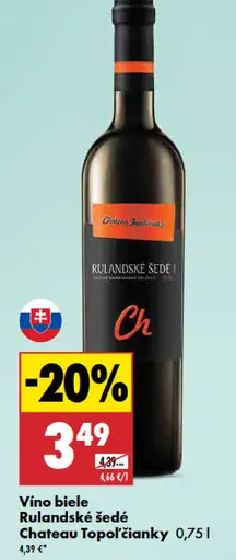 Chateau Topoľčianky Rulandské biele Vino biele