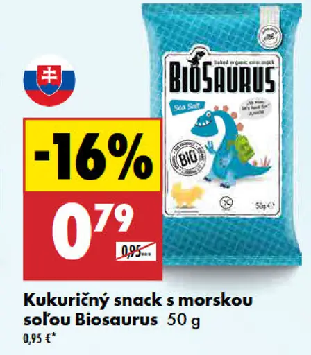 Biosaurus Kukuričný snack s morskou soľou