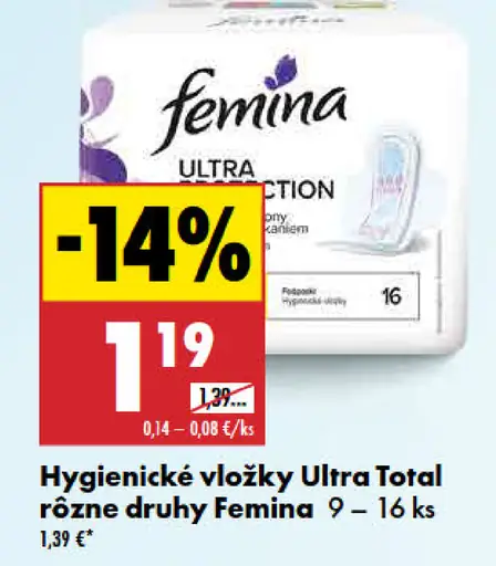 Femina Ultra Total Hygienické vložky rôzne druhy