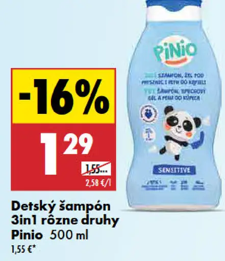 Pinio Detský šampón 3in1 rôzne druhy