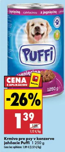 Puffi krmivo pre psy v konzerve hovädzie/kuracie