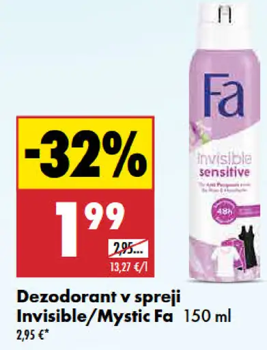 Fa Dezodorant v spreji Invisible/Mystic