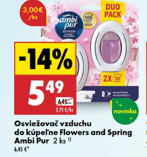 Ambi Pur osviežovač vzduchu do kúpeľne Flowers and Spring DUO pack